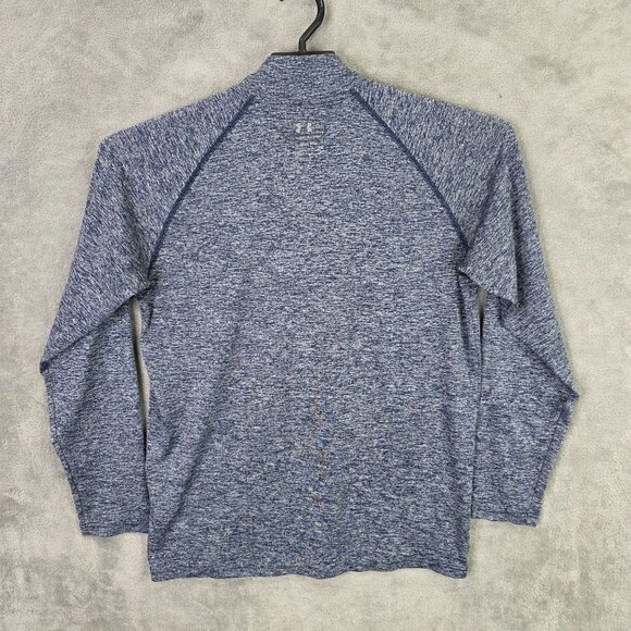 Mens Under Armour Heather Blue Pullover Shirt Long Sleeve 1/4 Zip Polyester M - Picture 4 of 7